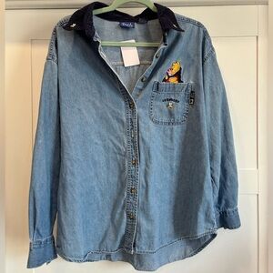 Disney vintage Winnie the Pooh denim chambray button down size L
